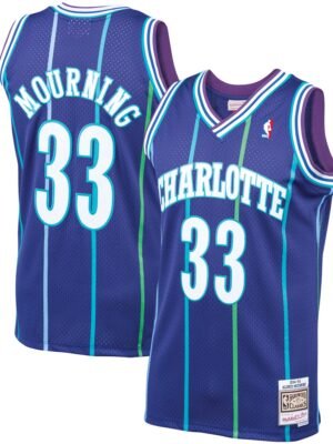 Alonzo Mourning Charlotte Hornets Mitchell & Ness 1994/95 Hardwood Classics Swingman Jersey - Purple