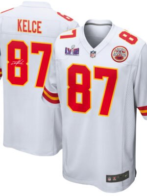 Travis Kelce 87 Signed Kansas City Chiefs Super Bowl LVIII Game Men Jersey - White