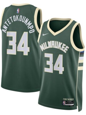 Giannis Antetokounmpo 34 Milwaukee Bucks Unisex Swingman Jersey - Icon Edition - Hunter Green