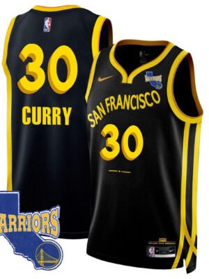 Stephen Curry 30 Golden State Warriors California Patch 2023/24 City Edition Swingman Jersey - Black