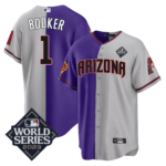 Devin Booker 1 Arizona Diamondbacks Phoenix Suns 2023 World Series Stitched Baseball Jersey - Grey/Purple