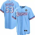 Adolis Garc?a 53 Texas Rangers 2023 World Series Stitched Baseball Jersey - Blue