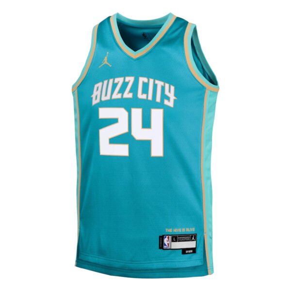 Brandon Miller 24 Charlotte Hornets 2023/24 City Edition Swingman YOUTH Jersey - Teal