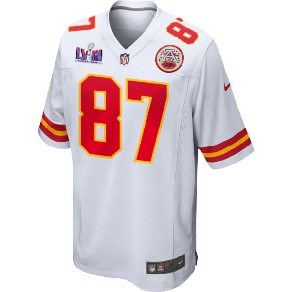 Travis Kelce 87 Signed Kansas City Chiefs Super Bowl LVIII Game Men Jersey - White