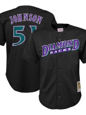 Randy Johnson Arizona Diamondbacks Mitchell & Ness Youth Cooperstown Collectionu00c2u00a0Mesh Batting Practice Jersey - Black