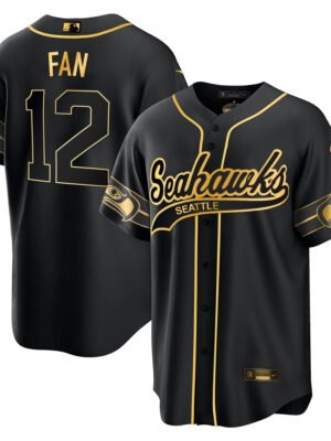 12th Fan Seattle Seahawks Throwback Men Jersey - Black Gold