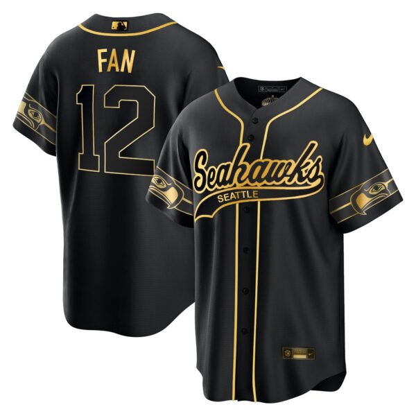 12th Fan Seattle Seahawks Throwback Men Jersey - Black Gold