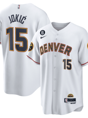 Nikola Jokic 15 Denver Nuggets Baseball Men Jersey - White