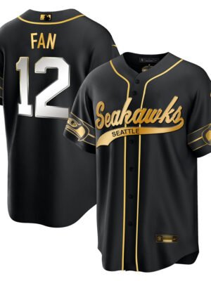12th Fan Seattle Seahawks Throwback Men Jersey - Black Limited