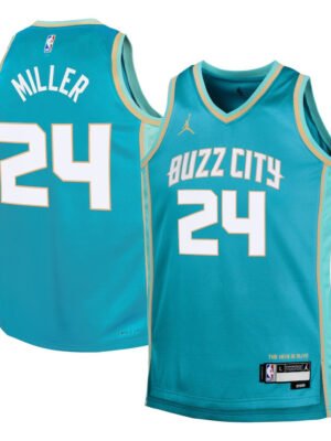 Brandon Miller 24 Charlotte Hornets 2023/24 City Edition Swingman YOUTH Jersey - Teal