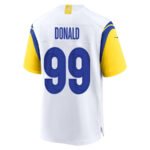 Aaron Donald 99 Los Angeles Rams 2023 Playoffs Patch Game Men Jersey - White