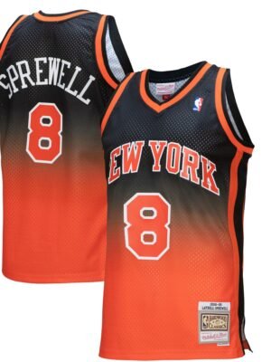Latrell Sprewell New York Knicks Mitchell & Ness 1998/99 Hardwood Classics Fadeaway Swingman Player Jersey - Orange/Black